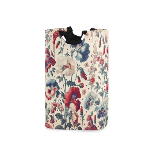 Jihqo Laundry Hamper Basket Sweet Pea Flowers Collapsible Nursery Storage Bin Waterproof Clothing Baskets for Home Bedroom Bathroom Washing Room