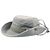 FENSIN Unisex Australischer Buschhut mit breiter Krempe, Kinnriemen, seitlichen Druckknöpfen und Lüftungsschlitzen, aus Baumwolle