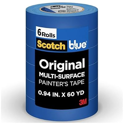 Scotch Painter's Tape Original Multi-Surface Painter's Tape, Blue, Paint Tape Protects Surfaces and Removes Easily, Multi-Surface Painting Tape for Indoor and Outdoor Use, 0.94 Inches x 60 Yards, 6 Rolls