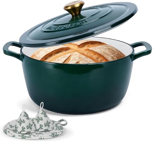 Cast Iron Dutch Oven with Lid - JINCHUFURI Enameled Cast Iron Dutchs Oven 5 Qt enamel dutch ovens...