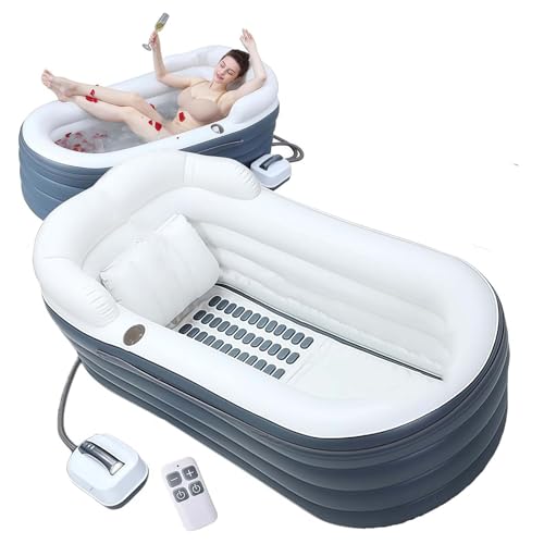GAOCUNBING Alfombrilla de baño inflable para bañera y jacuzzi, antideslizante, portátil, para adultos, plegable, para masaje, jacuzzi para máquina de baño con control remoto y bomba de aire, 168 x 76