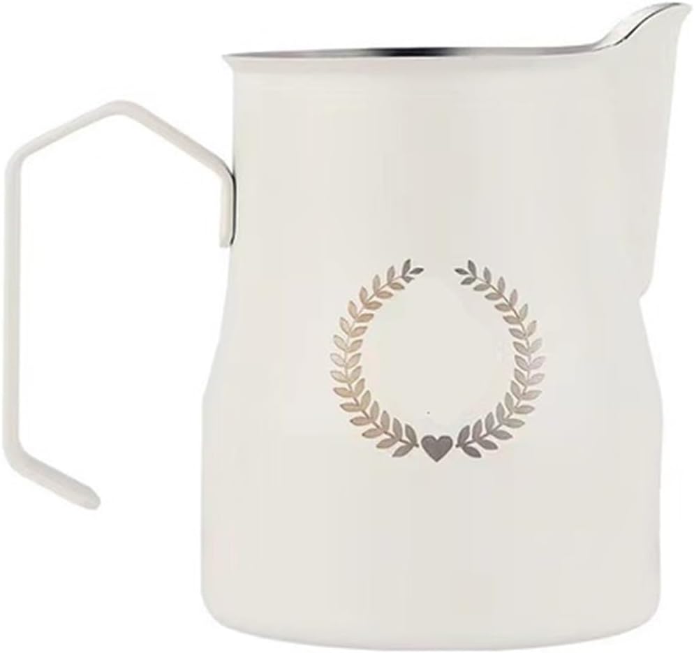 350/450ML Milk Frothing Pitcher - Pour Over Coffee Kettle Steaming Cup For Latte(350ml,White Logo)