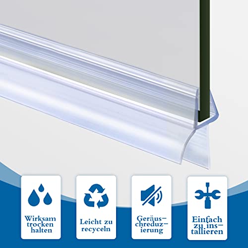 DOPPOSO Duschtür Dichtung Ersatzdichtung 2 x 80 cm für 4mm/5mm/6mm Glastür Stärken Duschkabinen Badewanne mit Wasserabweisende Duschdichtung verlängerten Gummilippen Glastür