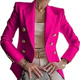 Uorcsa Womens Long Sleeve Open Front Blazer Casual Work Office Jacket Button Cardigans Suit Jacket L