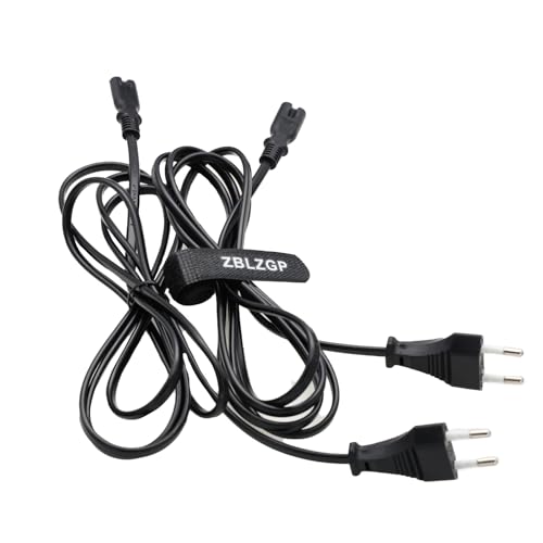 ZBLZGP Euro AC Stromkabel 250V 2 Stift C7 Buchse Ende Versorgungskabel VDE CEE 7/16 Stecker zu C7 EU Netzkabel für Kamera Akku (CEE7/16 bis C7, 2 Packung, 1M/3.28FT)
