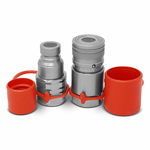 Image of Summit Hydraulics 5 /8 inch SAE -10 Flat Face Hydraulic Quick Connect Couplers /Couplings Set with Dust Caps