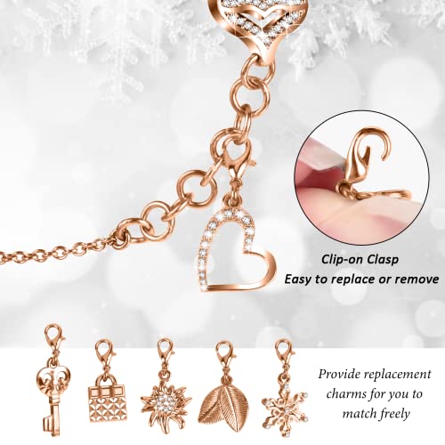 JOYOZY Band Compatible with Apple Watch 38mm 40mm 41mm 42mm 44mm 45mm 46mm, Bling Strap with Glitter Case Built-in Screen Protector, Interchangeable Charms Dressy Bracelet for Women (Rose Gold 38mm) by JOYOZY - Used condition - Image 2
