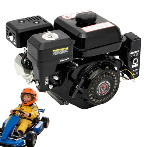 Go Kart Gas Engine Motor, 212CC 4 Stroke 7.5 HP Electric Start Horizontal Engine, Industrial Grade Replacement Gas Motor, Overhead Valve (OHV) Design, Key Start, Forced Air Cooling