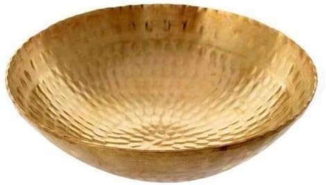 COPPERU Brass Hammered Kadhai Pital Kadai Without Handle Karahi Frying Pan for Cooking Serving (2500ML)