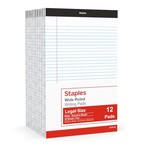 Bloc-notes Staples 21,6 x 35,6 cm blanc lot de 12 pour prise de notes