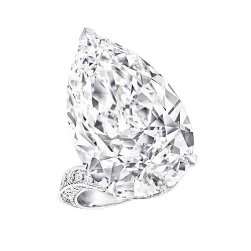 Bague en argent S925 pour femme éclat diamant haute teneur en carbone poire