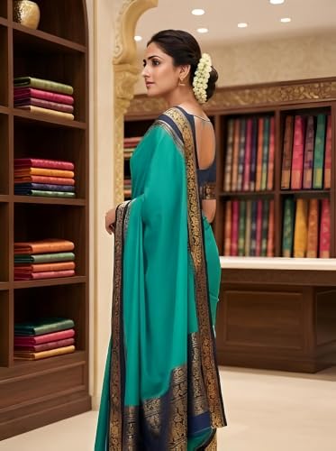 ZHANAKI VASTRA sea green mysore silk saree – image 4
