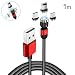 Produktbild AMZLIFE Magnetisches Ladekabel 3 in 1 Magnet USB Kabel,360°&180°Rotierendes Ladekabel 2.4A Nylon Geflochtenes Drehmagnetkabel für i-Produkt/Micro USB/Type C/Samsung/Huawei/Tablets/Sony/Xiaomi/Mehr