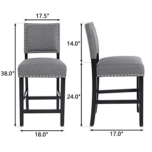 Dagonhil 24 Inches Counter Height Bar Stools With Black Solid Wood Legs For Dining Room-Set Of 4 (Gray) #TOP4