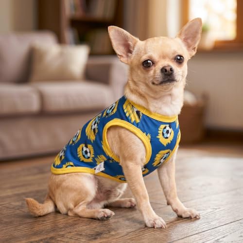Image of CuteBone Football Dog Shirts 2-Pack Soft Pet Clothes Breathable Summer Vest for Small Puppy and Stretchy Cat Apparel 2BX23XL
