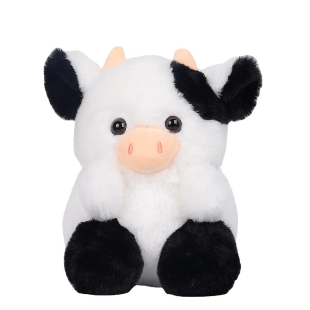 Tikwisdom Cow Stuffed Animal,Plush Cow Doll, Paw Paw Cow Plush Toy,Cartoon Cute Cow,Gift for Boys and Girls,20cm High (black)