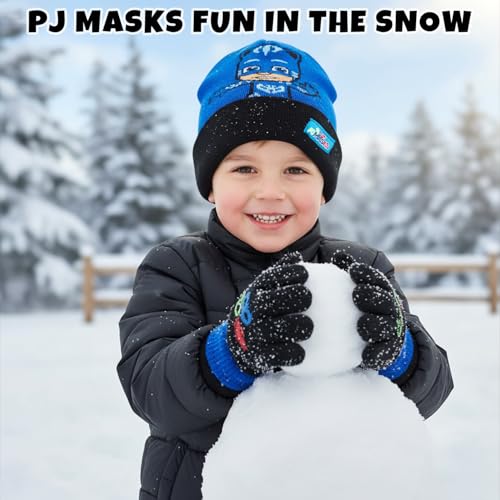 Image of PJ Masks Winter Hat and 2 Pair of Gloves or Mittens Set (Age 2-7)