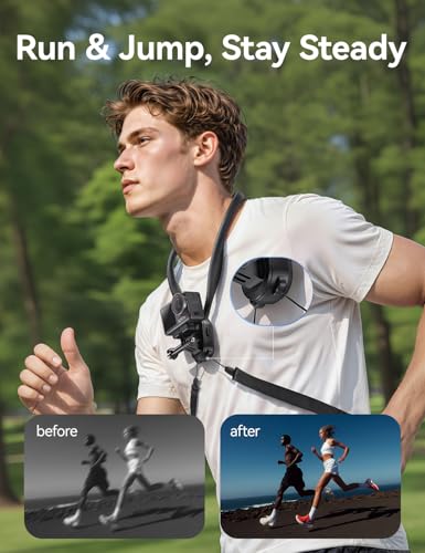 llano Soporte magnético de Cuello para cámara de acción,liberación rápida & diseño ergonómico,Compatible con GoPro 13/12/11/10/9, para dji Osmo Action 5/4/3,para Insta360 X5/X4/X3/Ace Pro 2,POV Vlog - imagen 2