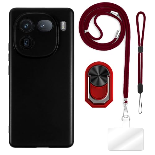 ESACMOT [4 in 1] �P�[�X Vivo iQOO 12 Pro 5G �Ƃ̌݊�������A�X�g���b�v�A���X�g�o���h�A�����O�t���A�ϏՌ��ی�J�o�[���s�p�Z�b�g (���b�h�Z�b�g)
