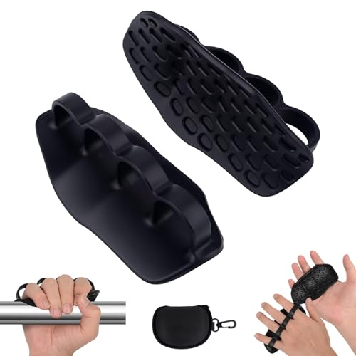 CelestiMingle Empuñaduras de gimnasio para levantamiento de pesas con caja de almacenamiento, agarre antideslizante para levantamiento de pesas, guantes de entrenamiento de goma para entrenamiento y