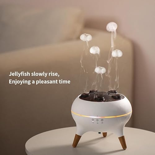 Aroma Diffuser mit LED Dynamischer Quallen, 250mL Quallen Luftbefeuchter mit 7 Farben LED Licht, Quallen Luftbefeuchter Luftdiffusor Duftöle, Diffuser Humidifier mit Quallen-Nebelring
