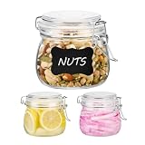 Vtopmart 16oz Glass Food Storage Jars with Airtight Clamp Lids, 3 Pack