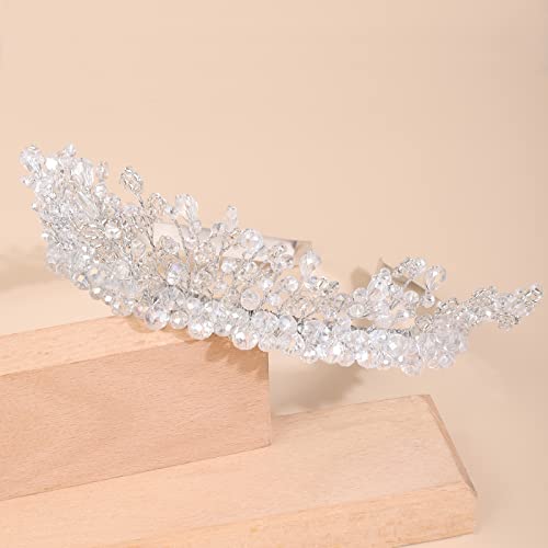 Tiara de cristal para bodas Kercisbeauty y joyería de plata fina para cabello de fiesta 4