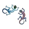 2 stuks metalen gekko, outdoor muur decor hagedis, kunst ornament opknoping voor achtertuin, veranda, terras gazon, hek…