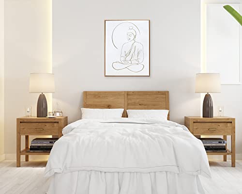 Pigort Framed Buddha Painting Wall Art Gold Textured Line Drawing Buddha Art Zen Pictures Wall Decor, 17 X 21 X 1.5 Inches #TOP2