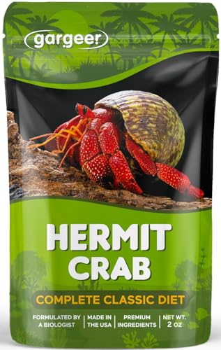 Gargeer Hermit Crab Complete Diet. Non-GMO Premium Ingredients for All Nutritional and Immune System Needs. 2oz Granular Textured Surprise Your Crab Meal. Enjoy!