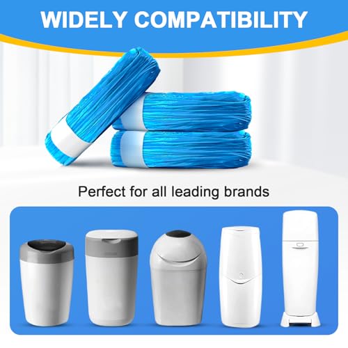 Nappy Bin Refills 10-Pack (10m each) Diaper Pail Refill Bags Nappy Bin Liners for All Models Bins,Powerful Odor Lock &Tear Resistance Disposal Nappy Bags,Plant Scented - Image 3