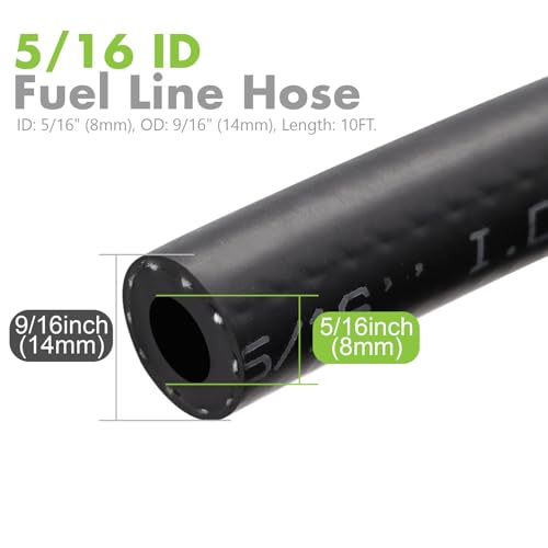 Image of Jeemiter 5 /16 inch 3 /8 inch ID Fuel Hose Combo - 10FT of Each Size with 20 Clamps SAE 30R7 - for Gas, Oil Lines in Automotive, Marine, Small Engine Applications