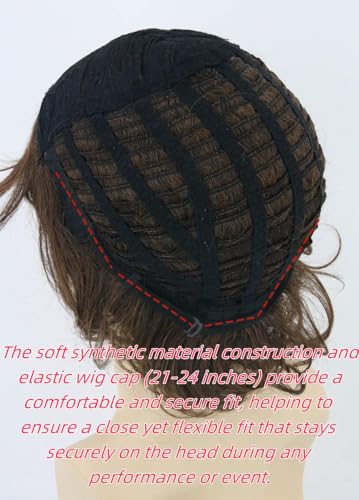 LeMarnia 70s Mens Wigs Brown Short Wavy Shaggy Wig Cosplay Halloween Costume Wigs+Wig Cap and Beard