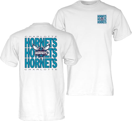 Blue 84 Charlotte Hornets NBA Officially Licensed T-Shirt Front/Back Press White, XX-Large