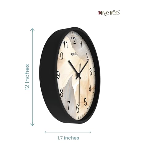 Image of Olive Tree Wall Clock 12 inch Decorative Plastic Wall Clock TIK-Tok Movement Classic Clock Battery Operated Round Easy to Read for Room /Home /Kitchen /Bedroom /Office /School - 9082