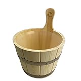 SudoreWell® Saunakübel Saunaeimer 3 Liter aus Nadelholz mit Kunststoffeinsatz und zwei Stahlbandreifen