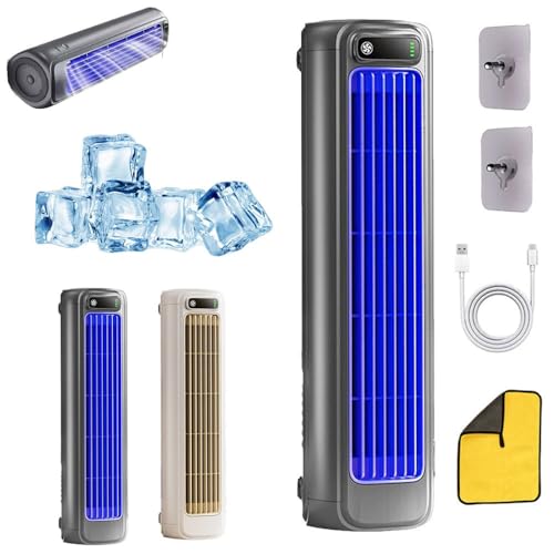 Brizac Airconditioner, Brizaac Cooling Ace, Qinux Brizaac Airconditioner, Stille Draagbare Airconditioner Met 3 Snelheden, Bladloze Koeltorenventilator(Dark gray)