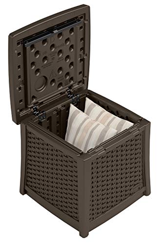 Suncast 13 Gallon Resin Outdoor Patio End Table Storage Box, Java #TOP4