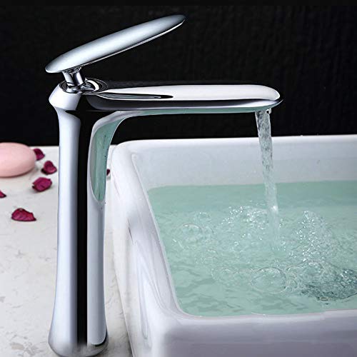 Leilims Grifo del Fregadero Moderno Negro/Weiszlig Mezclador de baño del Lavabo de latón instalación del Grifo de un Solo Orificio Elegante r Grúas Fuuml Malo Negro y Cromo S (Color : Chrome T)