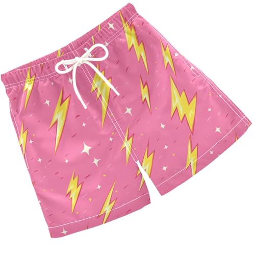 Pigsaly Boys Swim Trunks Glitter Retro Lightning Bolt Boys Board Shorts Swimsuit Swimwear Summer Bathing Suit 4T Multicolor