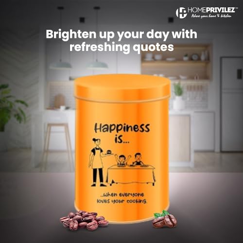 Image of inchChromaJars inch Stainless steel Stylish Coloured printed storage containers set of 4 for Home & Kitchen 500Ml, 900ML,1750 Ml & 2900 Ml (ORANGE)