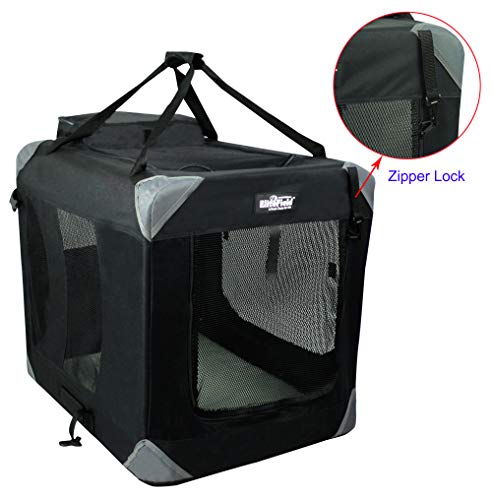 EliteField 3-Door Folding Soft Dog Crate with Carrying Bag and Fleece Bed (2 Year Warranty), Indoor & Outdoor Pet Home (36" L x 24" W x 28" H, Black) by EliteField - Image 2