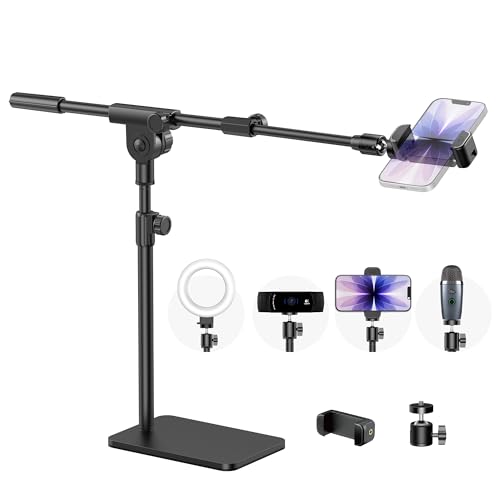 InnoGear Overhead Phone Mount Cell Phone Holder Webcam Mounts for Desk Camera Stand for Logitech Webcam C922 C930e C920S C920 C615 C960 C920x BRIO 4K NexiGo N60 Right Light GoPro with 1/4 Thread