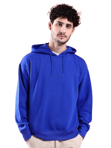 Image of The Indian Garage Co Men Regular Fit Solid Overhead Hooded Sweatshirt
