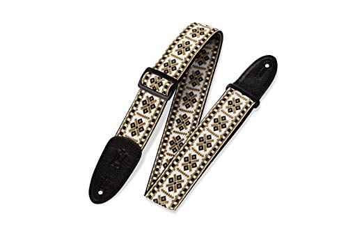 Levy’s M8HT-07 Sangle de Guitare Jacquard Weave Poly Back & Leather Ends 2″ 60’s Hootenanny – Style 07 - Les Beatles, Paul McCartney, John Lennon, RIngo Starr, George Harrison Levy's M8HT-07 Sangle de Guitare Jacquard Weave Poly Back & Leather Ends 2" 60's Hootenanny - Style 07
