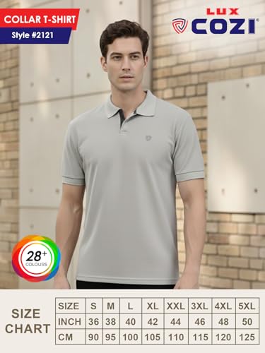Image of Lux Cozi Men's Cotton Solid Polo Tshirt | Collar Tshirts | Half Sleeves | Stylish & Premium All Day Wear | Pack of 1