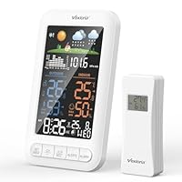 Vexloria Wireless Weather Station with Outdoor Sensor, Indoor Outdoor Thermometer Hygrometer with Barometer, Weather Forecast, 100m Range, 3 Sensor Support, UK Weather Station