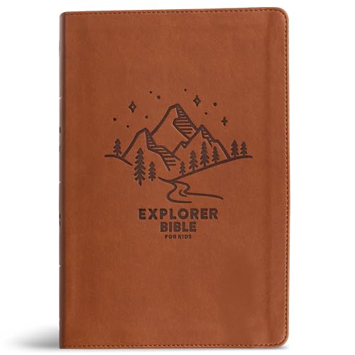 CSB Explorer Bible for Kids, Brown Mountains LeatherTouch, Red Letter,