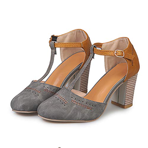 2019 Zapatos De Tacón Alto Ancho, Sandalias De Vestir En Contraste Punta...