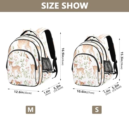 Deer Flower Mushroom Pattern Backpack For Girls Kindergarten Elementary Bookbag Lightweight Childrens School Bag,Small4